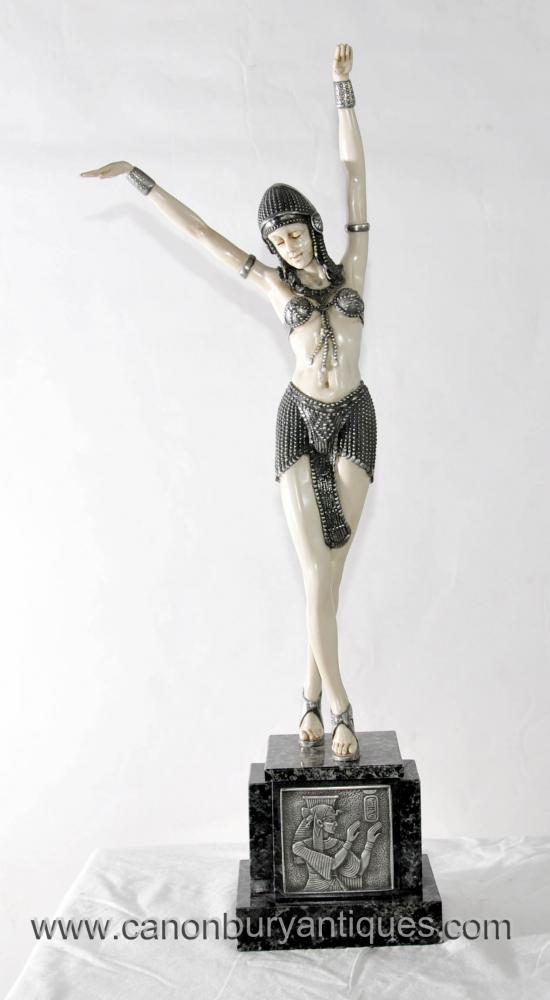 Art Deco Pewter Bronze Starfish Egyptian Dancer Statue by Chiparus