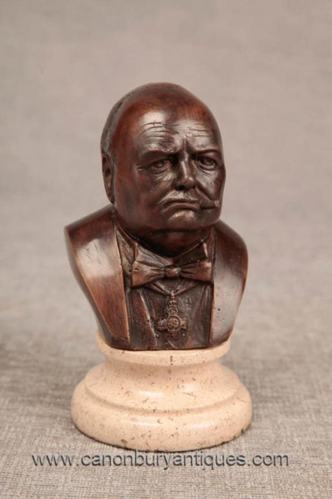 Charming Bronze Bust Winston Churchill Britain Prime Minister