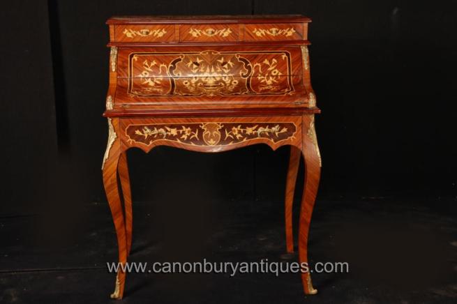  French Empire Desk Bureau De Dame Marquetry Inlay