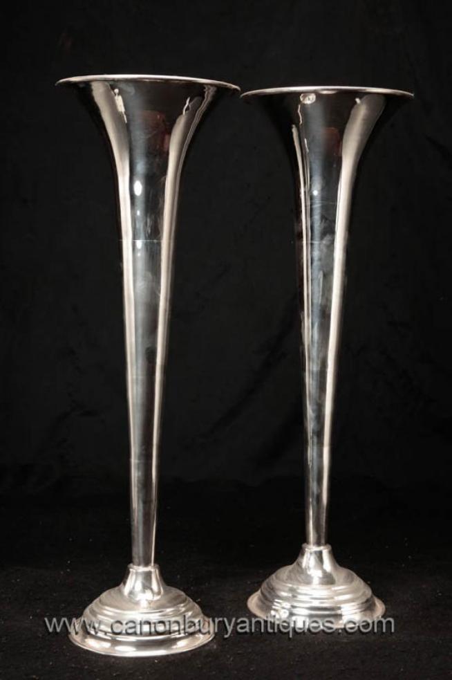 Victorian Sheffield Silver Plate Vases English Vase