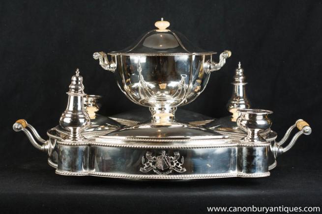 Antique Sheffield Silver Plate Lazy Susan Server 1880Antique Sheffield Silver Plate Lazy Susan Server 1880