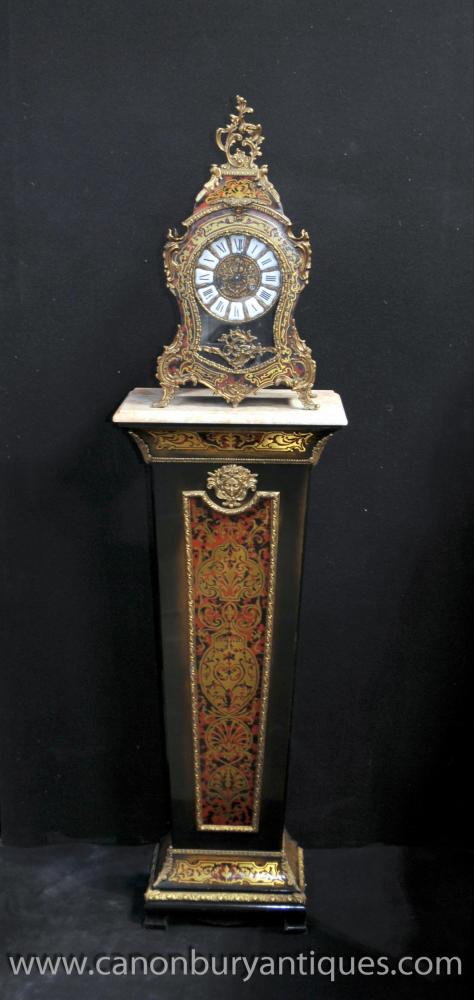Antique French Boulle Mantle Clock on Pedestal Stand