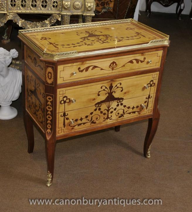 French Empire Chest Drawers Cabinet Commode Marquetry Inlay