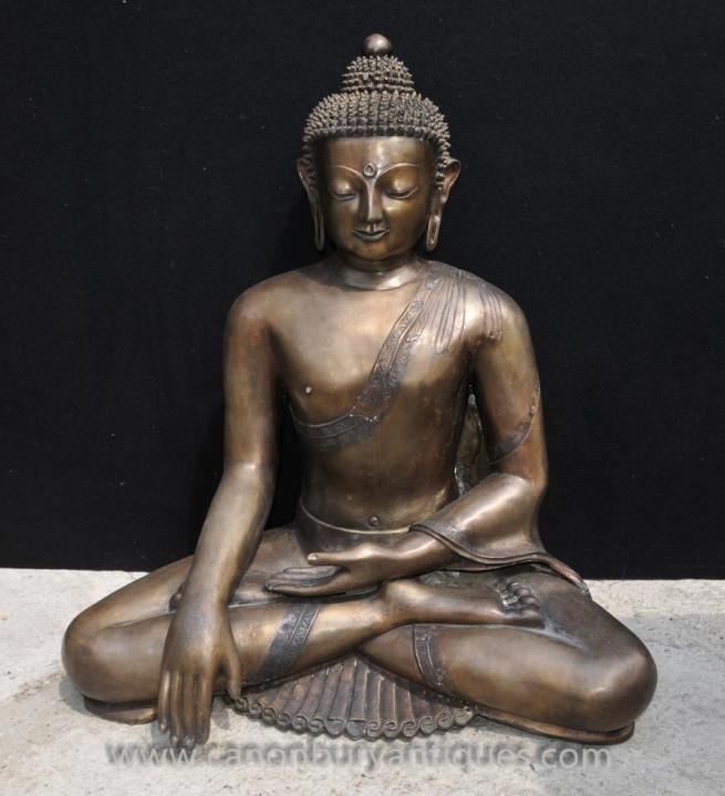 Large Bronze Nepalese Buddha Statue Buddhist Meditate Dhyanasana