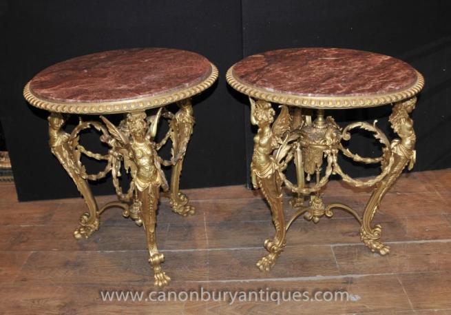 Pair Louis XV Ormolu Maiden Side Tables French Table