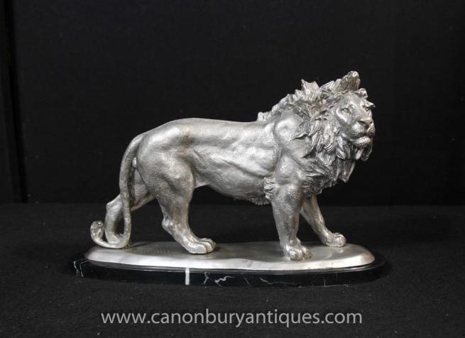 Silver Bronze Lion Statue Cats Animals Castings