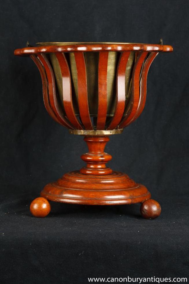 Walnut Georgian Ice Bucket Urn Champagne Cooler Peat Planter