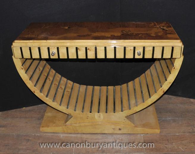 Art Deco Oggee Console Table Blonde Walnut Sofa End Hall Tables