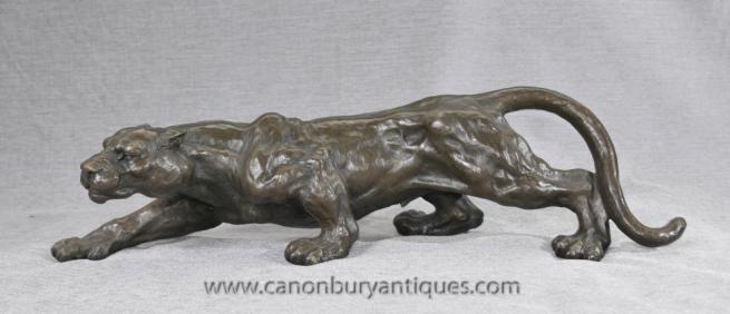 Bronze Prowling Panther Statue Sculpture Casting Cats Puma Tiger
