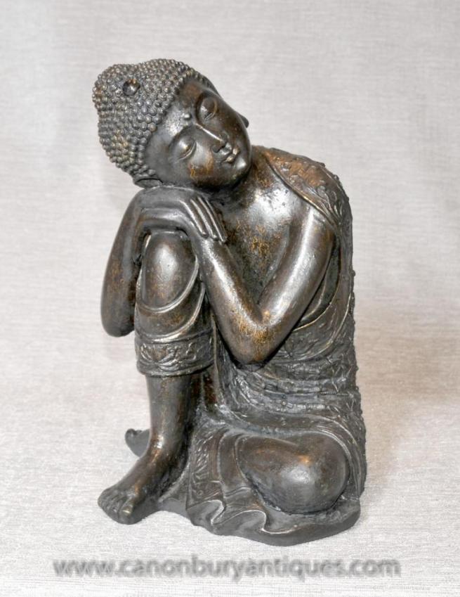 Bronze Sleeping Buddha Statue Shakyamuni Buddhist Tibetan Art Meditation
