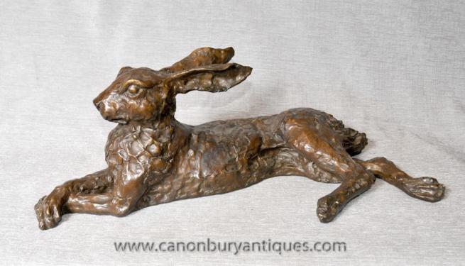 English Bronze Hare Statue Casting Rabbits Animals