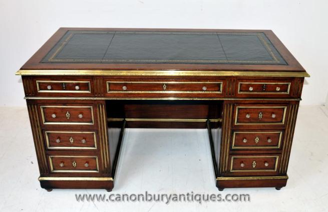 French Antique Empire Writing Table Knee Hole Desk 1880
