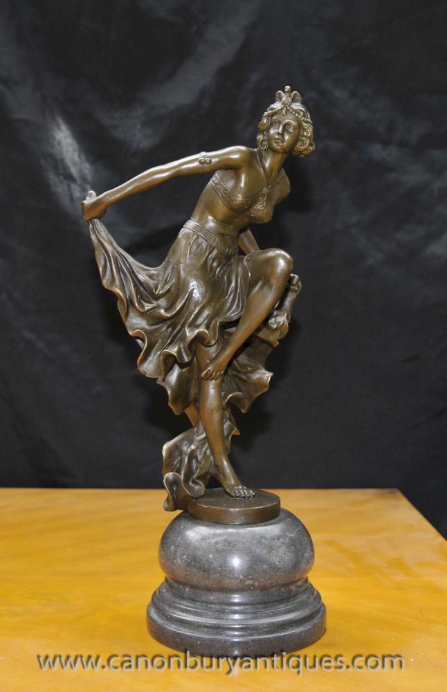 French Art Deco Flapper Dancer Statue Signed A Gory Egyptican Gori