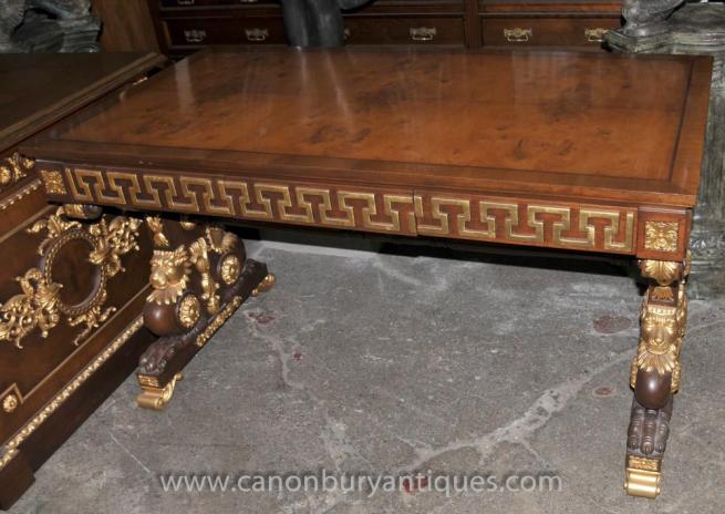 French Empire Writing Table Desk Bureau Plat Walnut