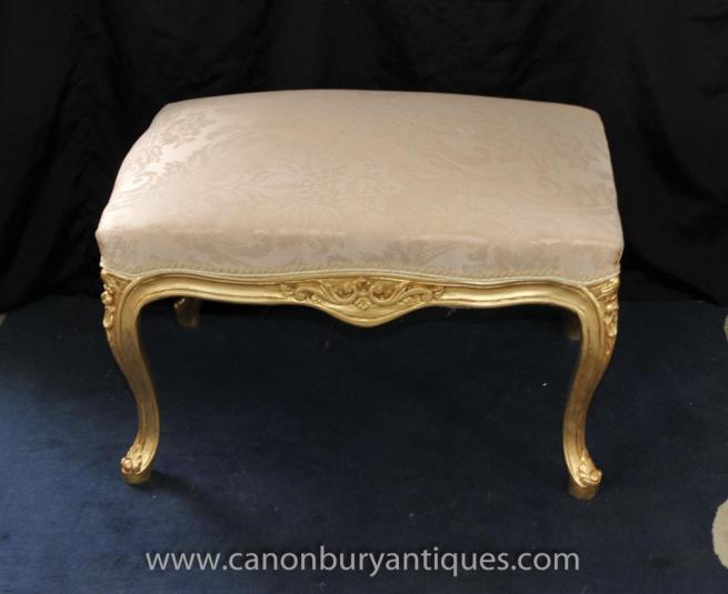 French Louis XV Gilt Stool Seat Foot Stools