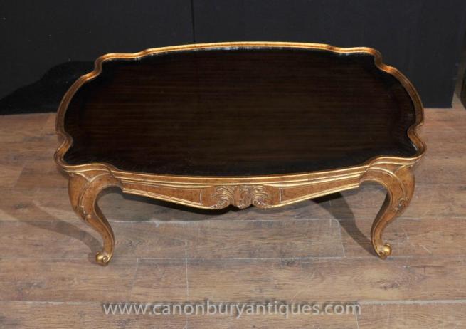 French Louis XVI Gilt Coffee Table Lacquer Tables