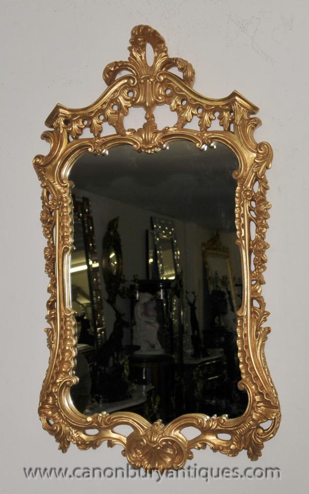 French Rococo Gilt Pier Mirror Glass Mirrors