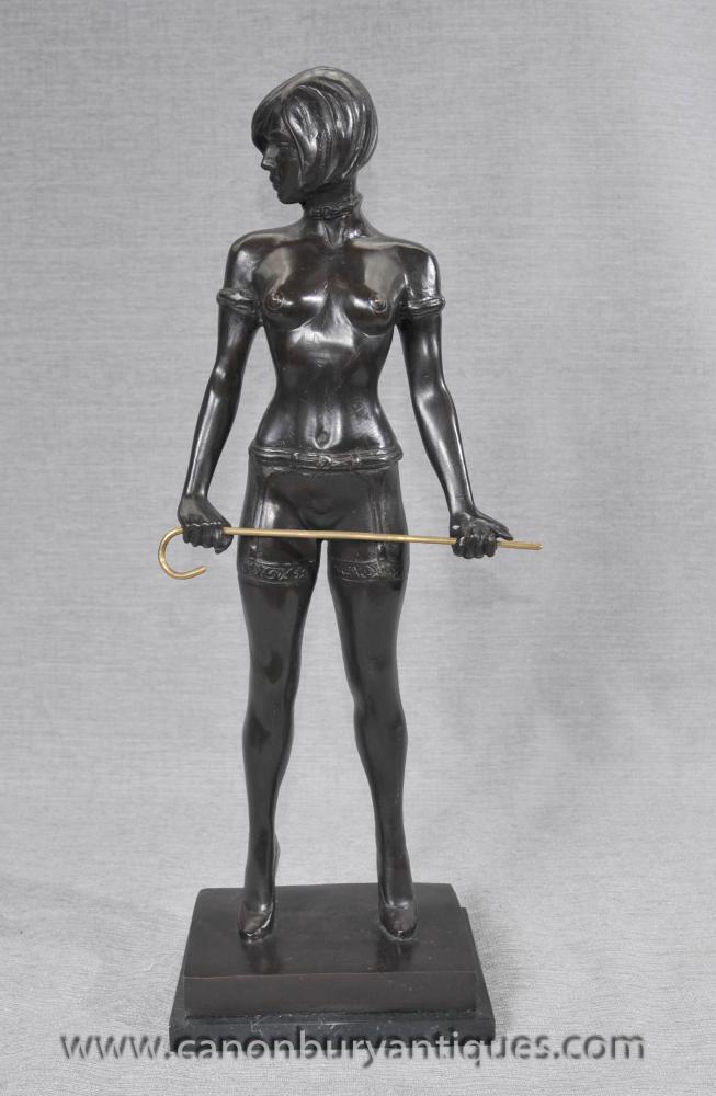 German Bronze Erotic Dominatrix Statue Bruno Zach Nude