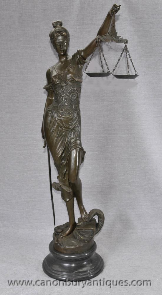 Lady Justice Blind Scale of Justica Bronze Statue Figurine Old Bailey