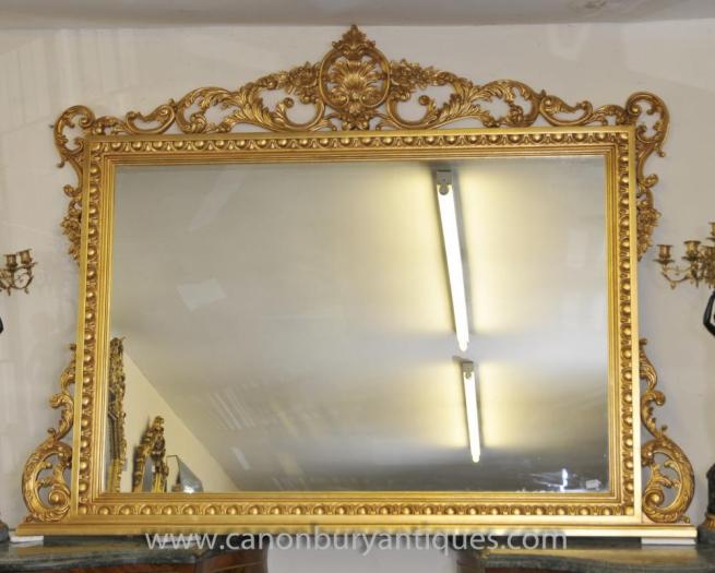 Large Louis XV Gilt Mantle Mirror French Rococo Mirrors
