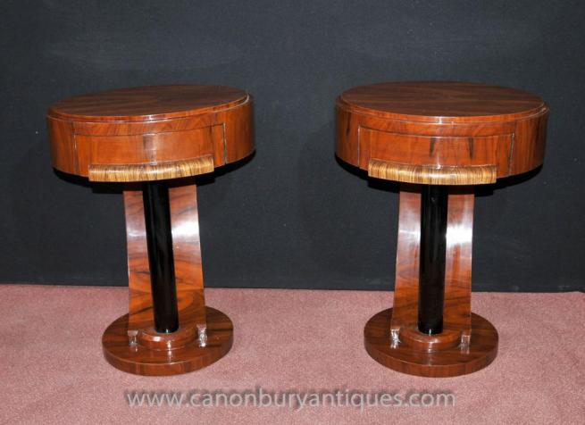 Pair Art Deco Bedside Side Tables Nightstands Chests