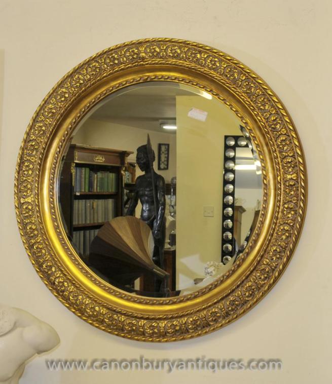 Regency Gilt Round Mirror Glass Mirrors