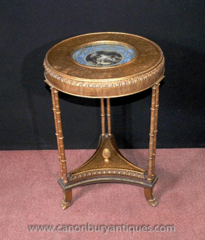 Single Sevres French Side Table Gilt Legs Louis XVI