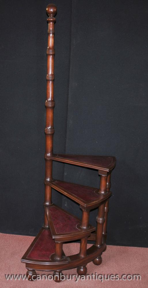 Victorian Library Steps in Mahogany Ladder Step Bookcase