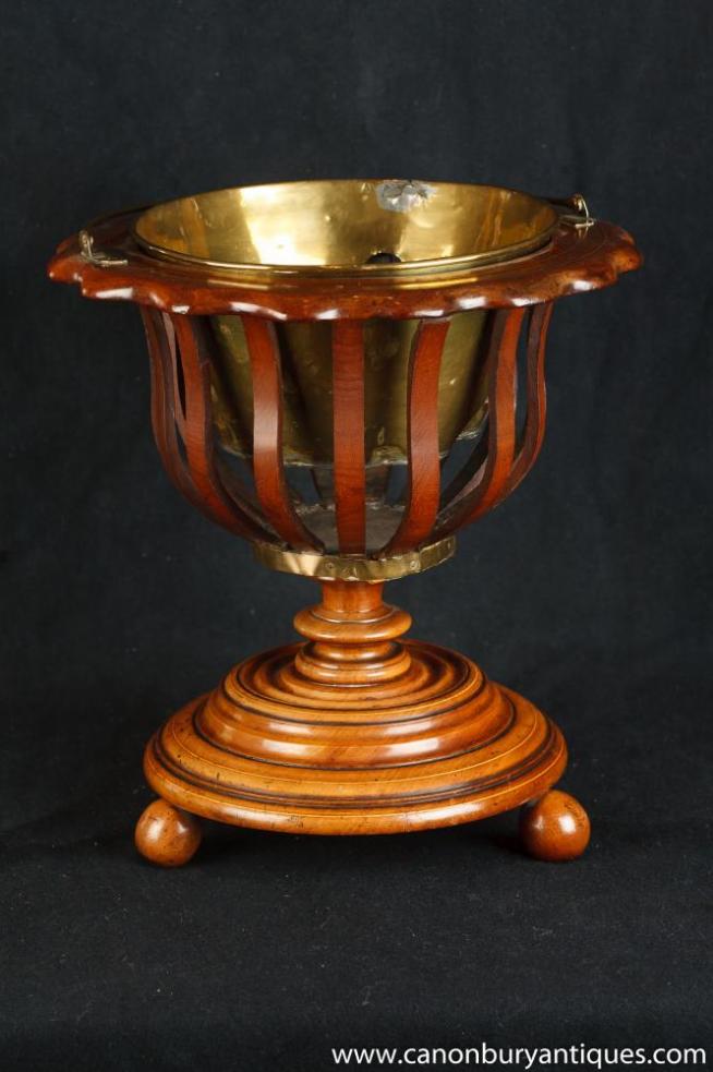 Walnut Regency Ice Bucket Planter Peat Pot Wine Cooler