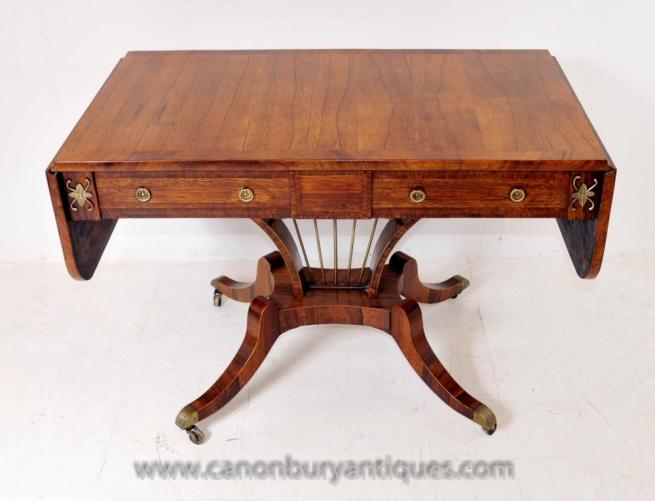 Antique Regency Sofa Table in Walnut Console Tables