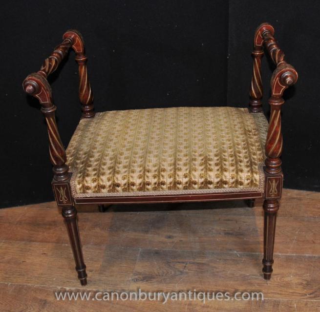Antique Regency Stool Seat Mahogany Chair