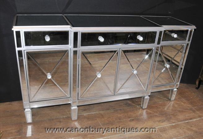 Art Deco Mirrored Breakfront Sideboard Server Buffet Mirror Furniture