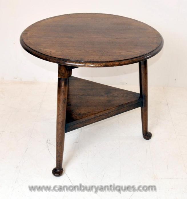 English Oak Farmhouse Cricket Table Side Tables