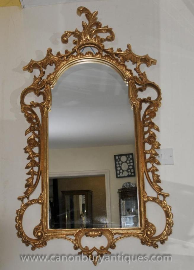 Large George II Gilt Pier Mirror Glass Rococo