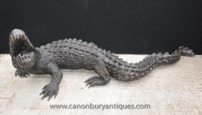 Lifesize Bronze Crocodile Alligator Croc 7ft