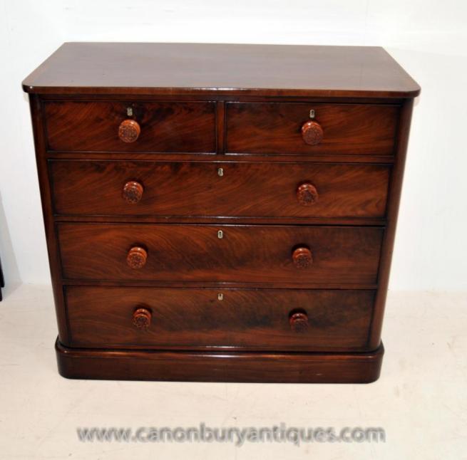 Victorian Chest Drawers Flame Mahogany Commode