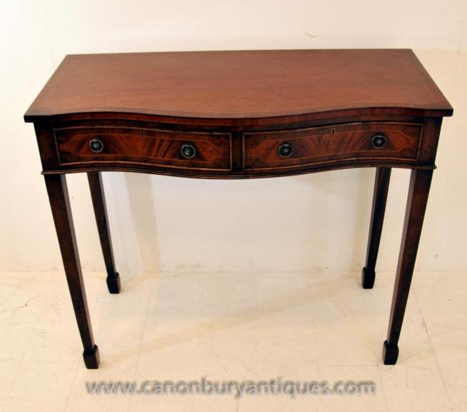 Victorian Mahogany Console Table Serpentine Tables