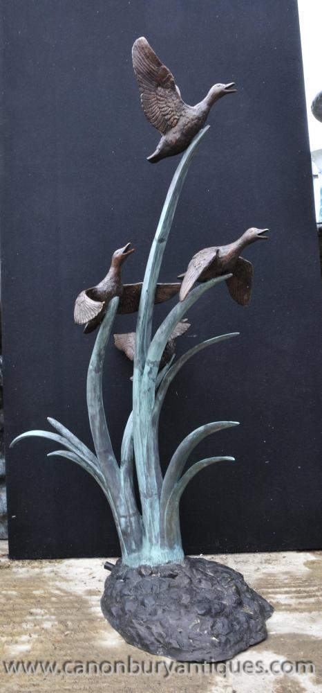 XL Bronze Geese Fountain Garden Water Feature Statue Ducks Birds