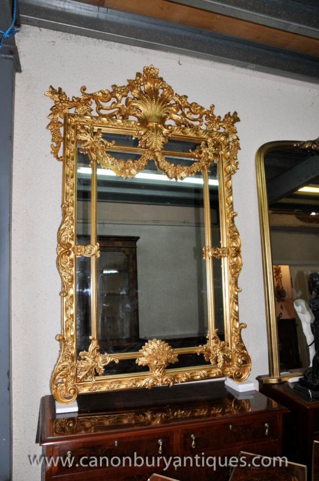 XL Napoleon III Gilt Pier Mirror Rococo Frame Glass Mirrors