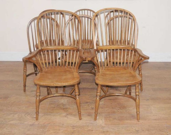 8 Oak Windsor Kitchen Dining Chairs Farmhouse Chair