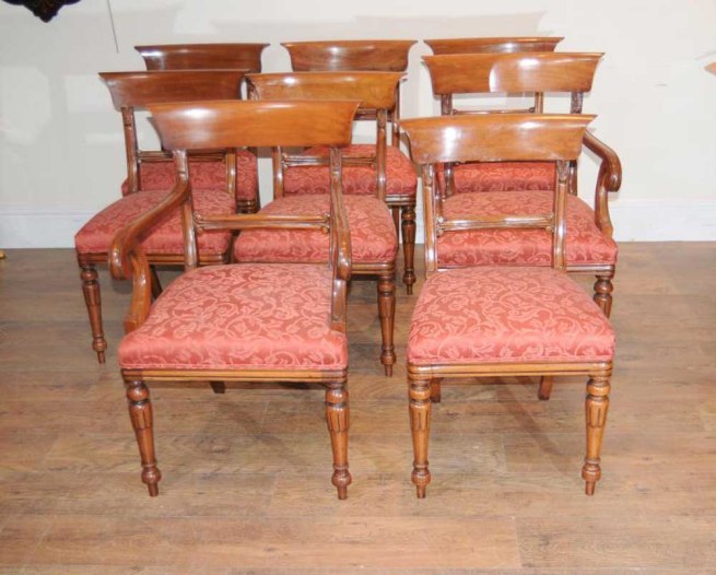 8 Regency Bar Back Dining Chairs Mahogany Diner