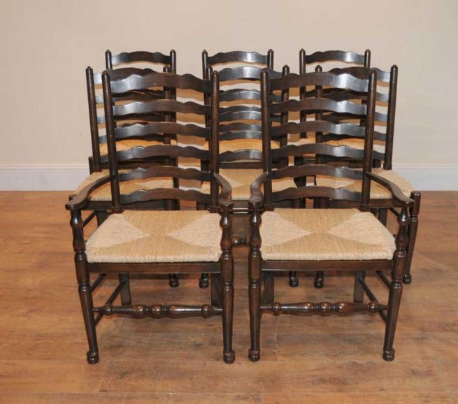 8 Solid Oak Pad foot Ladderback Kitchen Chairs