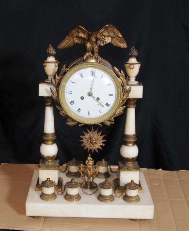 Antique Napolean III Mantle Clock Marble Ormolu Clocks 1880