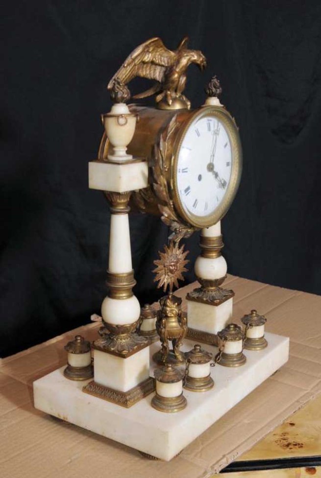 Antique Napolean III Mantle Clock Marble Ormolu Clocks 1880
