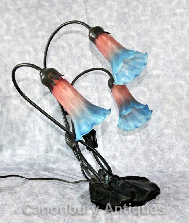 Art Nouveau Tiffany Lilly Table Lamp Light Glass Shade