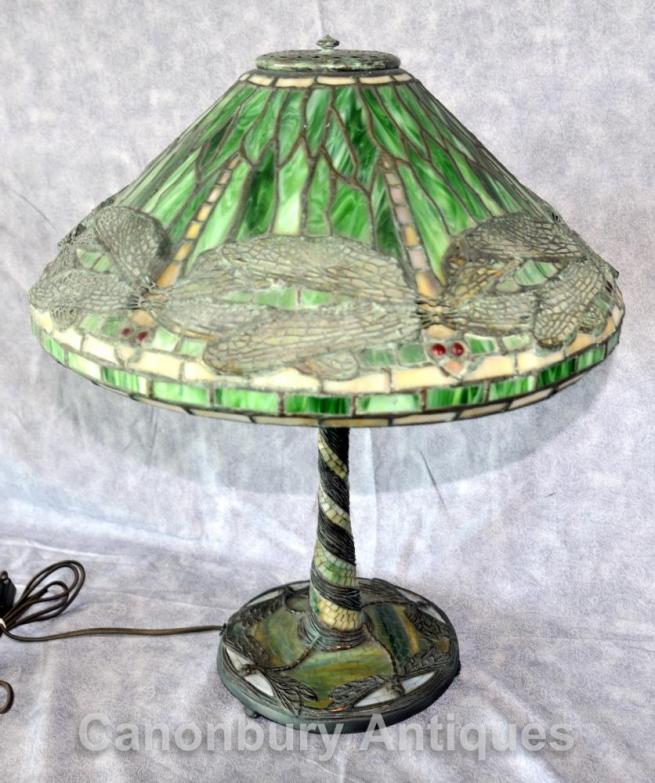 Art Nouveau Tiffany Table Lamp Dragon Fly Table Light