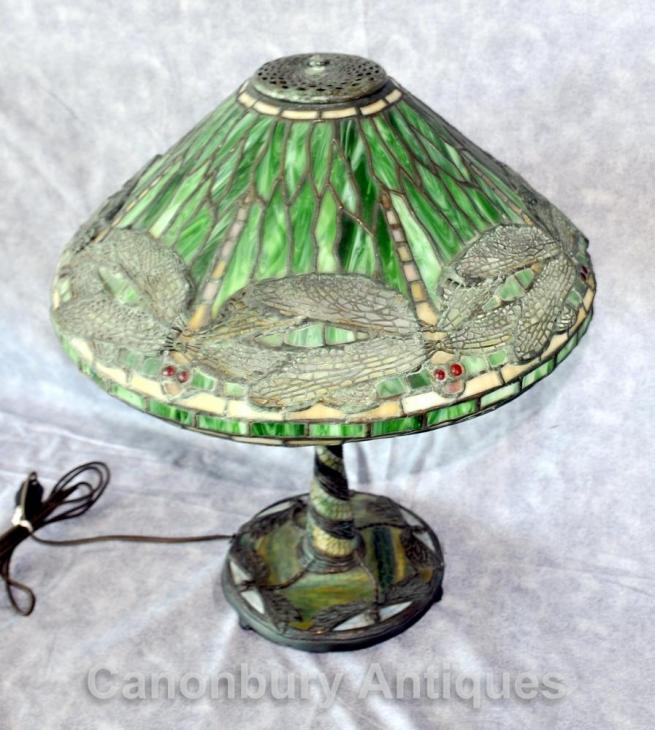 Art Nouveau Tiffany Table Lamp Dragon Fly Table Light