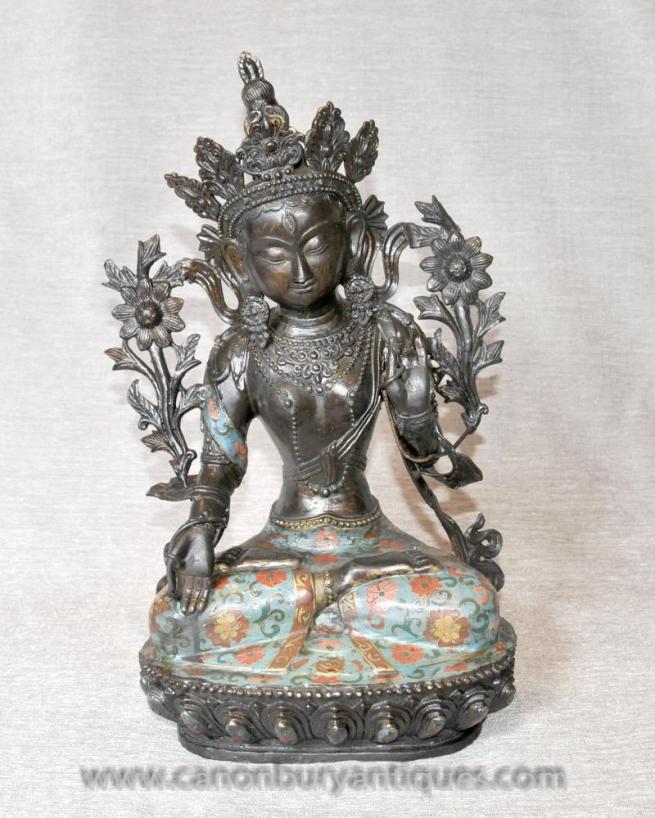Bronze Nepal Temple Buddhist Statue Usnisa Sitatapatra Buddha Art