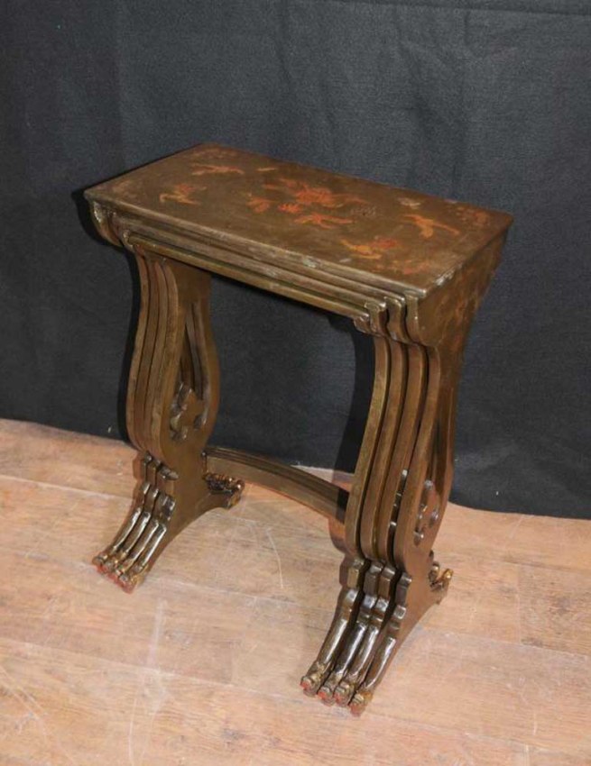 Chinese Lacquer Nest Tables French Chinoiserie Table