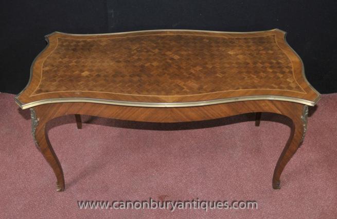 French Empire Coffee Table Parquetry Inlay Tables